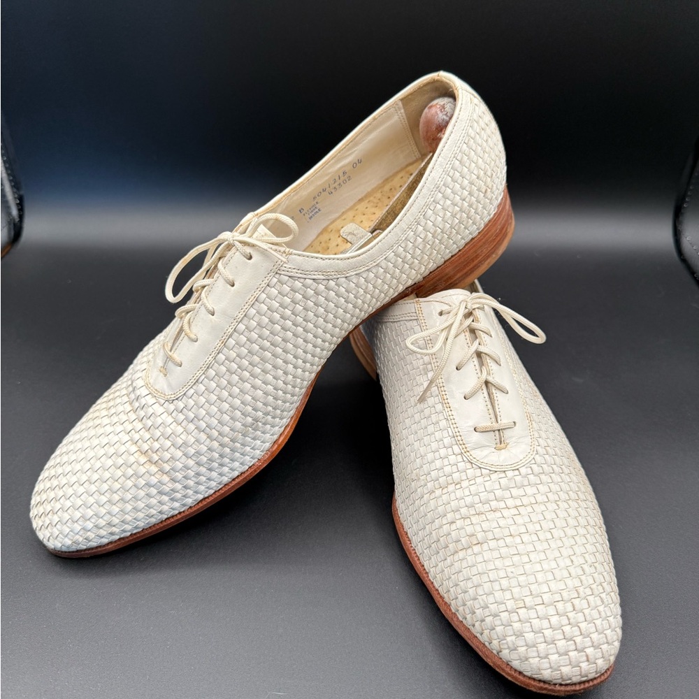 Florsheim designer collection vintage men’s lace white woven leather dress shoe